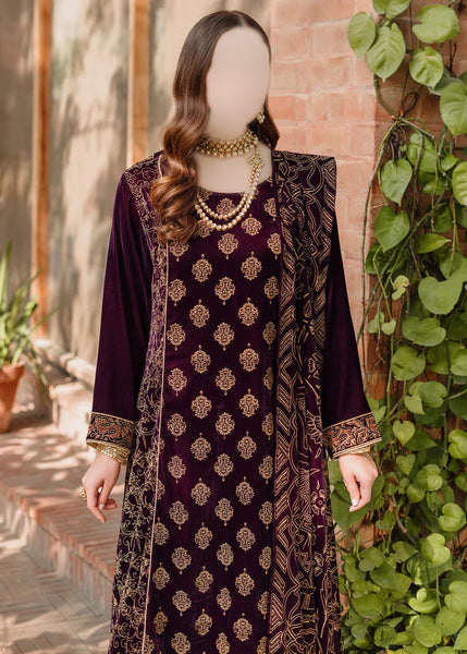 3 piece Velvet Suit- Embroidered ( Pret) BPU-11232211